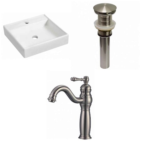 17.5-in. W Wall Mount White Vessel Set For 1 Hole Center Faucet